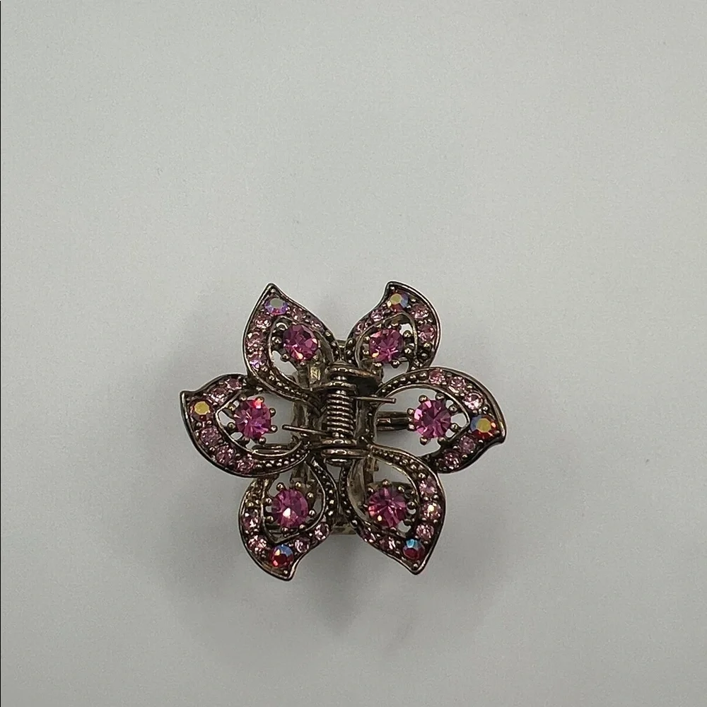 208. Elegant Pink Rhinestone Hair Clip